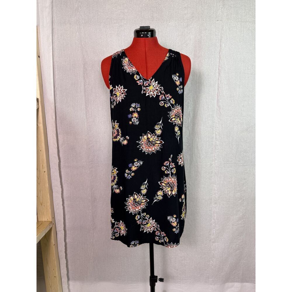 Old Navy Sleeveless V-neck Woven Print Dress Women’s Sz Small Black Floral D201
